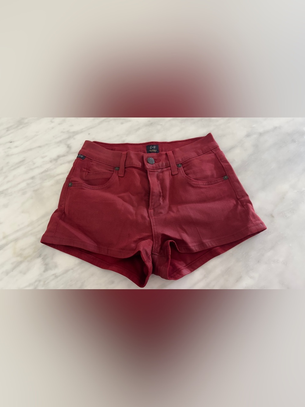 Citizens of Humanity micro shorts fall autumn trend Red burgundy maroon stretchy